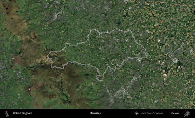 Barnsley. Birleşik Krallık 'ın idari bölgesini A uydusundan gösteren bir görüntü.