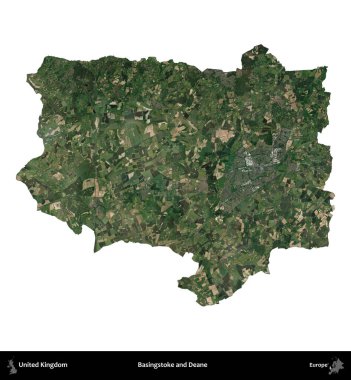 Basingstoke ve Deane. Birleşik Krallık 'ın idari alanı uydudan beyaza izole edildi.