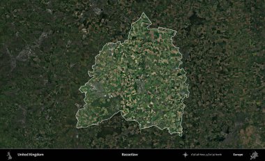 Bassetlaw. Birleşik Krallık 'ın idari alanı karartılmış bir uydu üzerinde vurgulanmış ve özetlenmiştir.