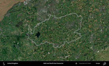 Bath ve Kuzey Doğu Somerset. Birleşik Krallık 'ın idari bölgesini A uydusundan gösteren bir görüntü.