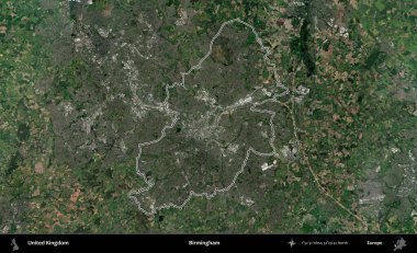Birmingham. Birleşik Krallık 'ın idari bölgesini A uydusundan gösteren bir görüntü.