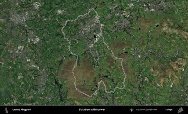 Blackburn ve Darwen. Birleşik Krallık 'ın idari bölgesini A uydusundan gösteren bir görüntü.