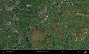Blackburn ve Darwen. Birleşik Krallık 'ın idari alanı bir uydu görüntüsü üzerinde