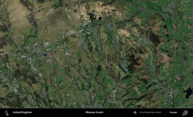 Blaenau Gwent. Birleşik Krallık 'ın idari alanı bir uydu görüntüsü üzerinde