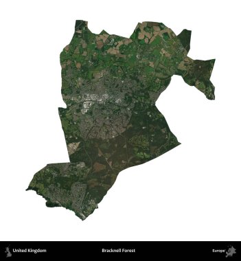 Bracknell Ormanı. Birleşik Krallık 'ın idari alanı uydudan beyaza izole edildi.