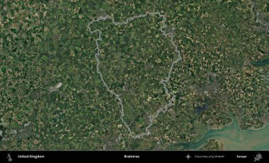 Braintree. Birleşik Krallık 'ın idari bölgesini A uydusundan gösteren bir görüntü.
