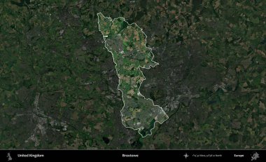 Broxtowe. Birleşik Krallık 'ın idari alanı karartılmış bir uydu üzerinde vurgulanmış ve özetlenmiştir.