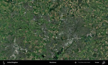 Broxtowe. Birleşik Krallık 'ın idari alanı bir uydu görüntüsü üzerinde