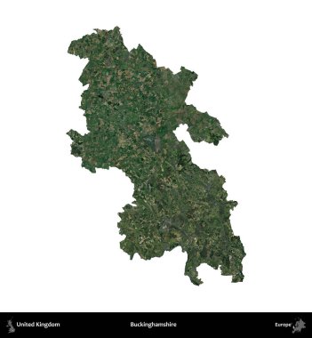 Buckinghamshire 'da. Birleşik Krallık 'ın idari alanı uydudan beyaza izole edildi.