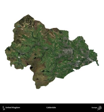 Calderdale 'de. Birleşik Krallık 'ın idari alanı uydudan beyaza izole edildi.