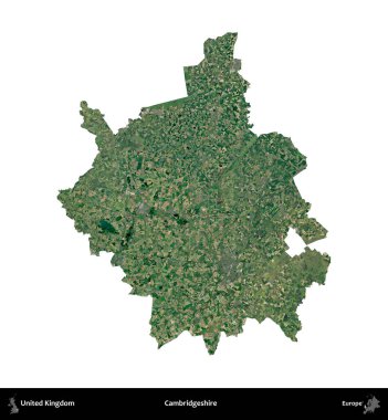 Cambridgeshire. Birleşik Krallık 'ın idari alanı uydudan beyaza izole edildi.