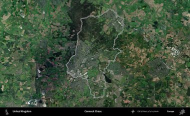 Cannock Chase. Birleşik Krallık 'ın idari bölgesini A uydusundan gösteren bir görüntü.