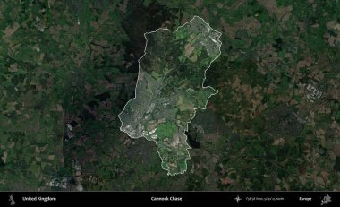 Cannock Chase. Birleşik Krallık 'ın idari alanı karartılmış bir uydu üzerinde vurgulanmış ve özetlenmiştir.