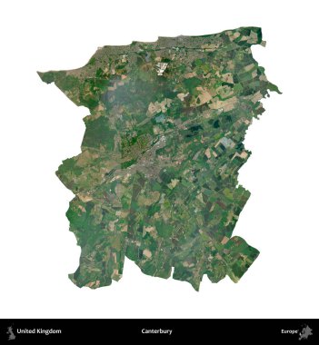 Canterbury 'de. Birleşik Krallık 'ın idari alanı uydudan beyaza izole edildi.
