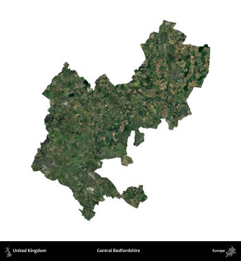 Bedfordshire Merkez. Birleşik Krallık 'ın idari alanı uydudan beyaza izole edildi.