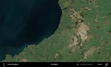 Ceredigion. Birleşik Krallık 'ın idari alanı bir uydu görüntüsü üzerinde