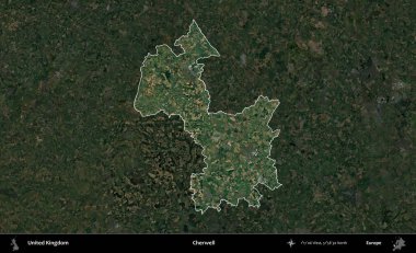 Cherwell. Birleşik Krallık 'ın idari alanı karartılmış bir uydu üzerinde vurgulanmış ve özetlenmiştir.