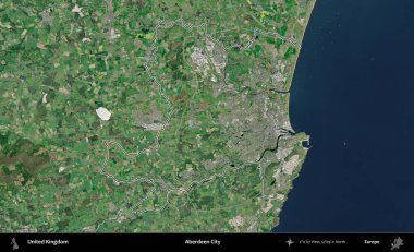 Aberdeen Şehri. Birleşik Krallık 'ın idari bölgesini A uydusundan gösteren bir görüntü.