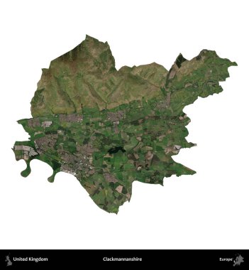 Clackmannanshire. Birleşik Krallık 'ın idari alanı uydudan beyaza izole edildi.