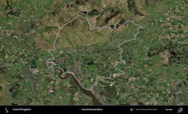 Clackmannanshire. Birleşik Krallık 'ın idari bölgesini A uydusundan gösteren bir görüntü.