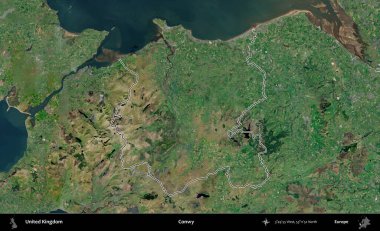 Conwy. Birleşik Krallık 'ın idari bölgesini A uydusundan gösteren bir görüntü.