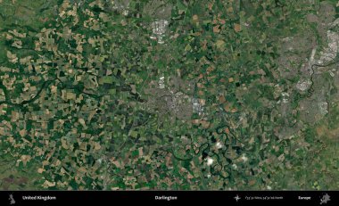 Darlington. Birleşik Krallık 'ın idari alanı bir uydu görüntüsü üzerinde