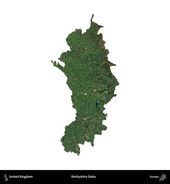Derbyshire Dales. Birleşik Krallık 'ın idari alanı uydudan beyaza izole edildi.