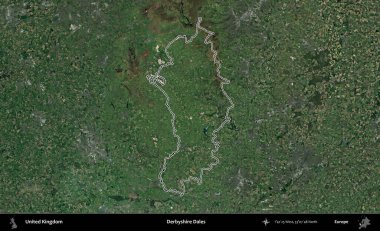 Derbyshire Dales. Birleşik Krallık 'ın idari bölgesini A uydusundan gösteren bir görüntü.