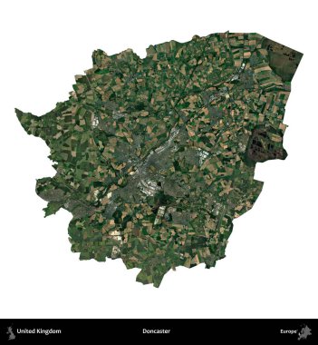 Doncaster 'da. Birleşik Krallık 'ın idari alanı uydudan beyaza izole edildi.