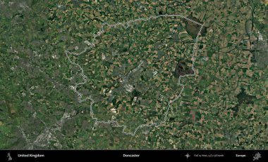 Doncaster 'da. Birleşik Krallık 'ın idari bölgesini A uydusundan gösteren bir görüntü.
