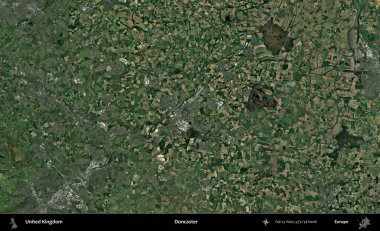 Doncaster 'da. Birleşik Krallık 'ın idari alanı bir uydu görüntüsü üzerinde