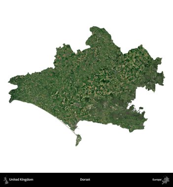 Dorset. Birleşik Krallık 'ın idari alanı uydudan beyaza izole edildi.