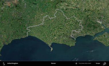 Dorset. Birleşik Krallık 'ın idari bölgesini A uydusundan gösteren bir görüntü.