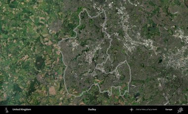 Dudley. Birleşik Krallık 'ın idari bölgesini A uydusundan gösteren bir görüntü.