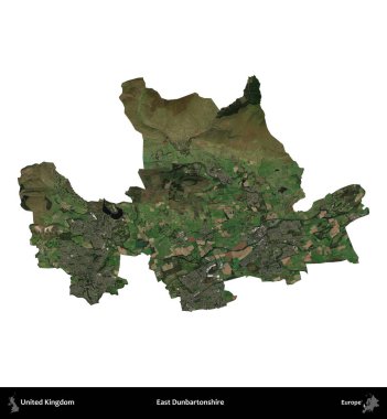Doğu Dunbartonshire. Birleşik Krallık 'ın idari alanı uydudan beyaza izole edildi.