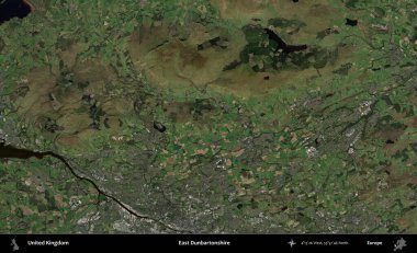 Doğu Dunbartonshire. Birleşik Krallık 'ın idari alanı bir uydu görüntüsü üzerinde