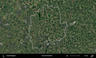 Doğu Hertfordshire. Birleşik Krallık 'ın idari bölgesini A uydusundan gösteren bir görüntü.