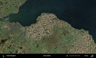 Doğu Lothian. Birleşik Krallık 'ın idari alanı bir uydu görüntüsü üzerinde