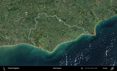 Doğu Sussex. Birleşik Krallık 'ın idari bölgesini A uydusundan gösteren bir görüntü.