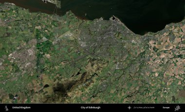 Edinburgh şehri. Birleşik Krallık 'ın idari alanı bir uydu görüntüsü üzerinde