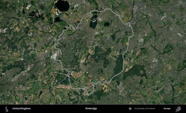 Elmbridge 'de. Birleşik Krallık 'ın idari bölgesini A uydusundan gösteren bir görüntü.