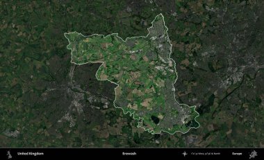 Yıkama. Birleşik Krallık 'ın idari alanı karartılmış bir uydu üzerinde vurgulanmış ve özetlenmiştir.