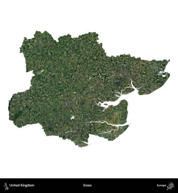 Essex. Birleşik Krallık 'ın idari alanı uydudan beyaza izole edildi.