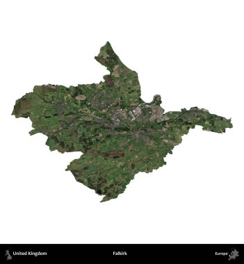 Falkirk. Birleşik Krallık 'ın idari alanı uydudan beyaza izole edildi.
