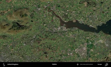 Falkirk. Birleşik Krallık 'ın idari alanı bir uydu görüntüsü üzerinde