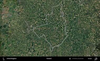 Fenland. Birleşik Krallık 'ın idari bölgesini A uydusundan gösteren bir görüntü.