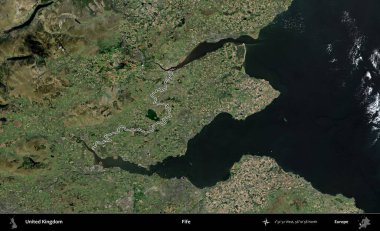 Fife. Birleşik Krallık 'ın idari bölgesini A uydusundan gösteren bir görüntü.