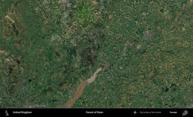 Dean Ormanı. Birleşik Krallık 'ın idari alanı bir uydu görüntüsü üzerinde
