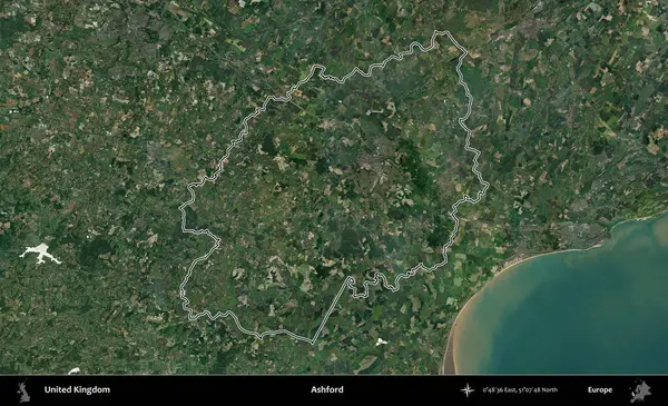 Ashford. Birleşik Krallık 'ın idari bölgesini A uydusundan gösteren bir görüntü.