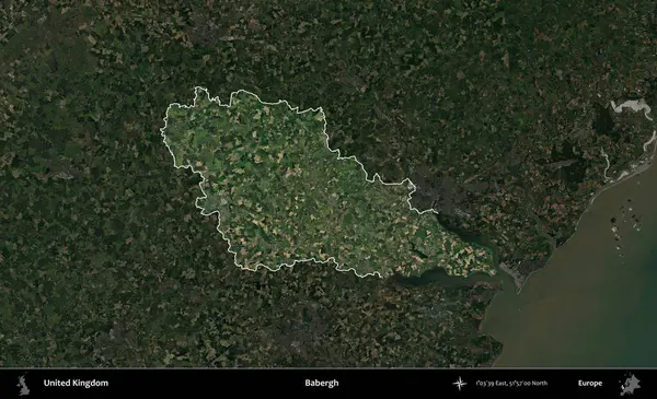 Babergh. Birleşik Krallık 'ın idari alanı karartılmış bir uydu üzerinde vurgulanmış ve özetlenmiştir.